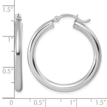 Sterling Silver Rhodium-plated 3mm Round Hoop Earrings
