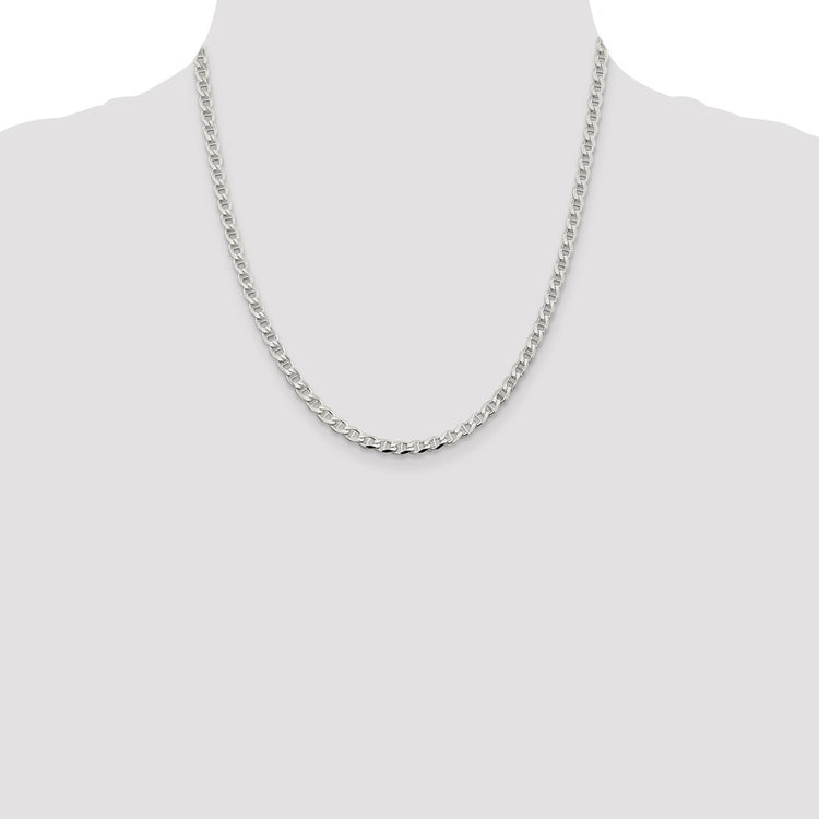 Sterling Silver 4.0mm D/C Flat Anchor Curb Chain