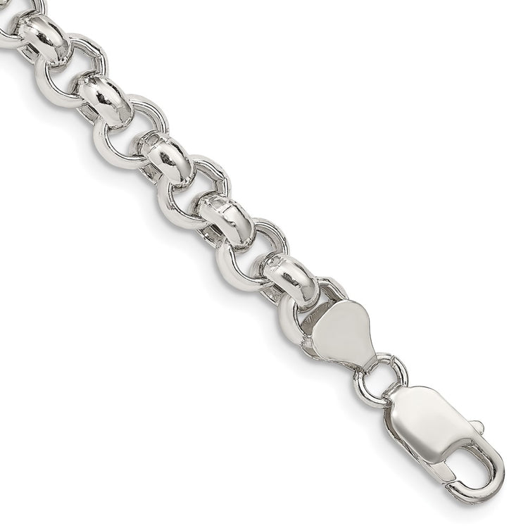 Sterling Silver 7.75mm Semi-solid Rolo Chain