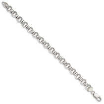 Sterling Silver 9.5mm Semi-solid Rolo Chain