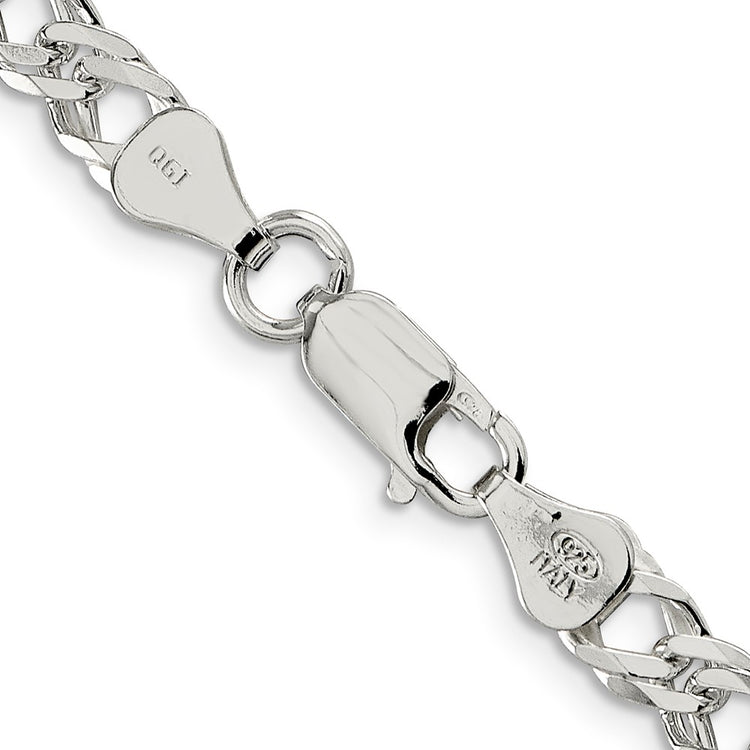 Sterling Silver 5.65mm 6 Side D/C Flat Double Curb Chain