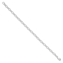 Amore La Vita Sterling Silver Rhodium-plated Polished 5mm 7 inch Rolo with Lobster Clasp Charm Bracelet
