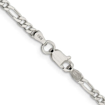 Sterling Silver 3mm Pav Flat Figaro Chain