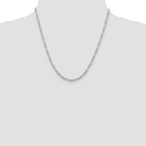 Sterling Silver 3mm Pav Flat Figaro Chain