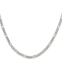 Sterling Silver 4mm Pav Flat Figaro Chain