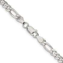 Sterling Silver 4.3mm Pav Flat Figaro Chain