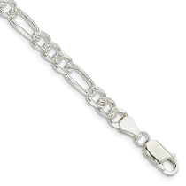 Sterling Silver 5.5mm Pav Flat Figaro Chain