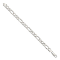 Sterling Silver 8mm Pav Flat Figaro Chain