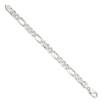 Sterling Silver 9.5mm Pav Flat Figaro Chain