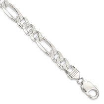 Sterling Silver 9.5mm Pav Flat Figaro Chain