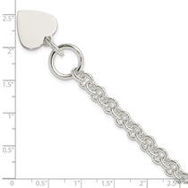 Sterling Silver Engraveable Heart Disc on Fancy Link Toggle 7.75in Bracelet