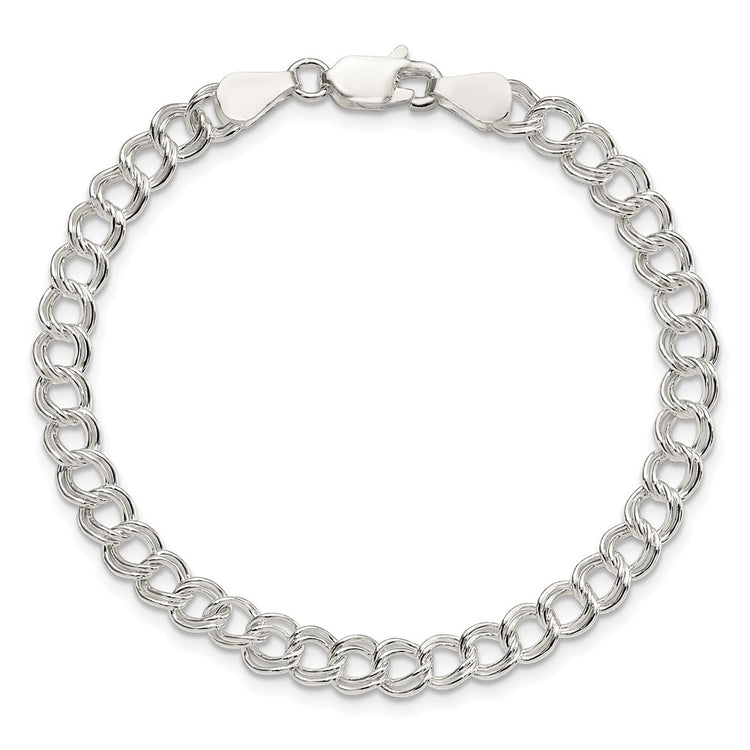 Sterling Silver Italian 5.25mm Double Link Charm Bracelet 8.5" - view 2