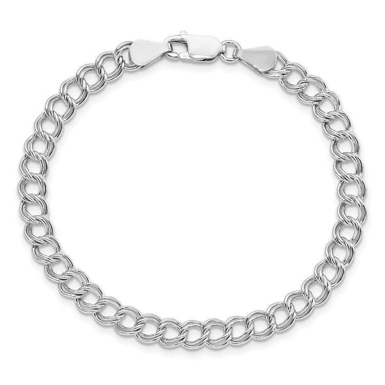 Universal Jewels Italian Crafted Solid Sterling Silver 5.25mm Double Link Charm Bracelet - Hypoallergenic Sterling Silver Bracelets for Wome - view 3