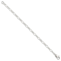 Sterling Silver 9inch Solid Polished Fancy Link Anklet