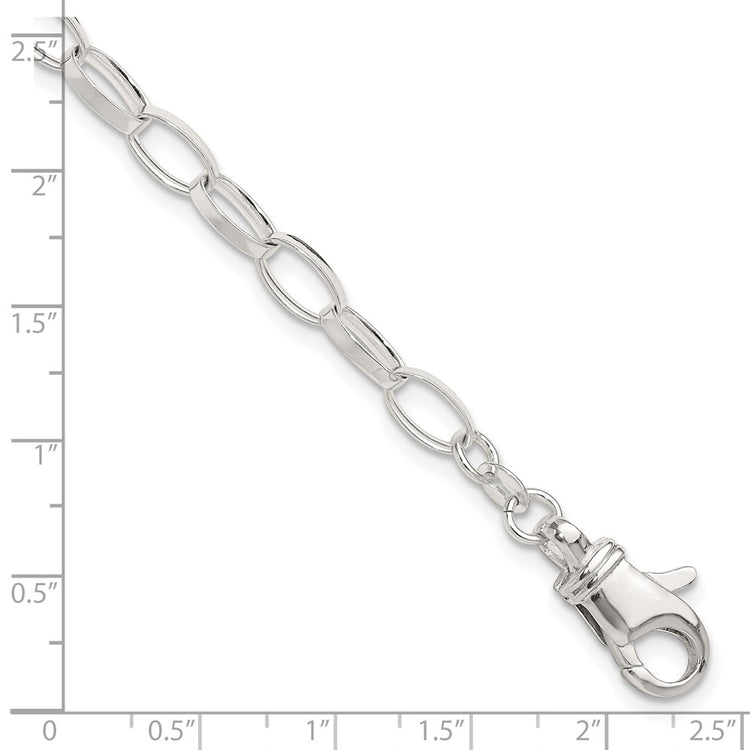 Sterling Silver 9inch Solid Polished Fancy Link Anklet