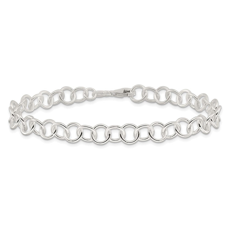 Sterling Silver 10inch Polished Fancy Link Anklet