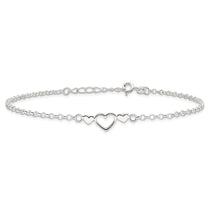 Sterling Silver Three Hearts  9 inch Plus 1 inch Extender - Total 10 inch Anklet