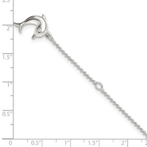 Sterling Silver Dolphin Dangle 9 inch Plus 1 inch Extender - Total 10 inch Anklet