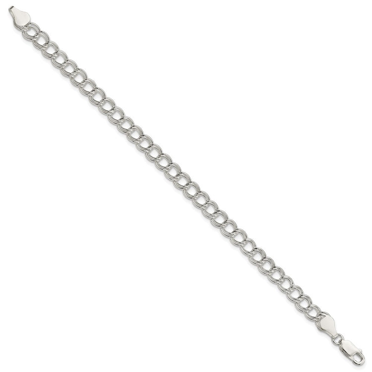 Universal Jewels Italian Crafted Solid Sterling Silver 6mm Double Link Charm Bracelet - Hypoallergenic Sterling Silver Bracelets for Women - - view 4