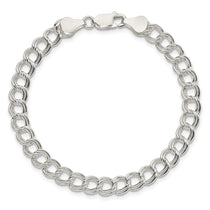 Universal Jewels Italian Crafted Solid Sterling Silver 6mm Double Link Charm Bracelet - Hypoallergenic Sterling Silver Bracelets for Women - - view 2