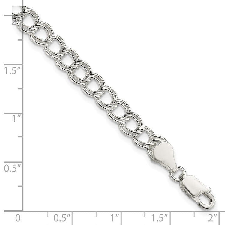 Universal Jewels Italian Crafted Solid Sterling Silver 6mm Double Link Charm Bracelet - Hypoallergenic Sterling Silver Bracelets for Women - - view 5