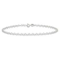 Sterling Silver 0.5mm Fancy Heart Link Anklet