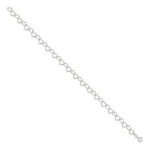 Sterling Silver 0.6mm Fancy Heart Link Anklet