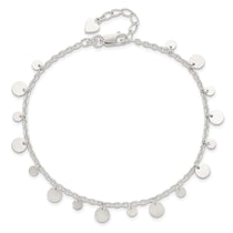 Sterling Silver Circle Disc 9 inch Plus 1 inch Extender - Total 10 inch Anklet