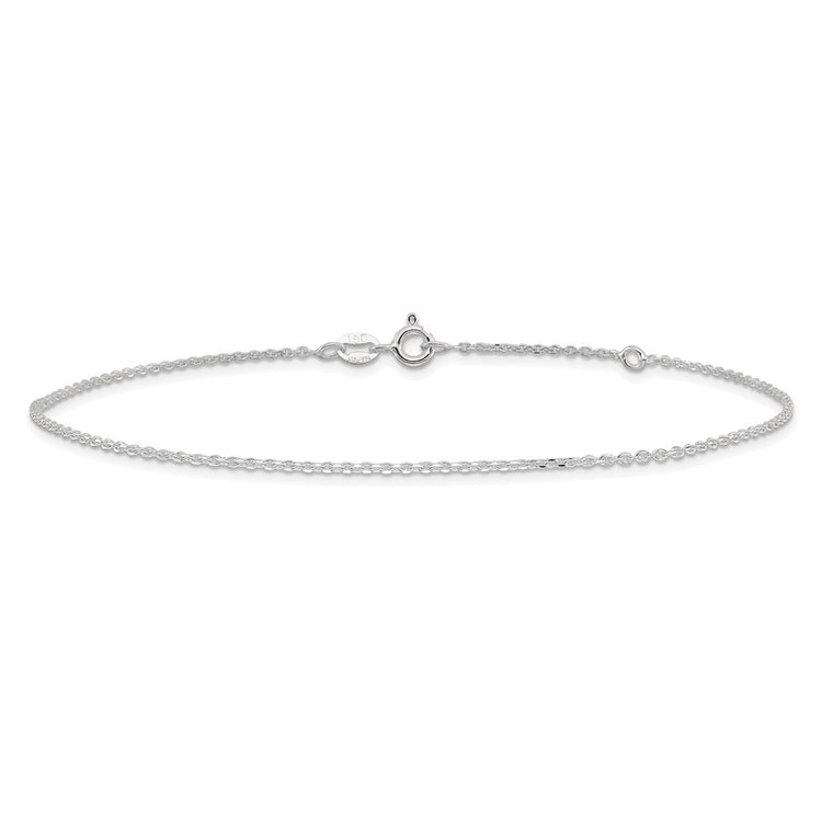 Sterling Silver 1mm Cable Chain 9 inch Plus 1 inch Extender - Total 10 inch Anklet