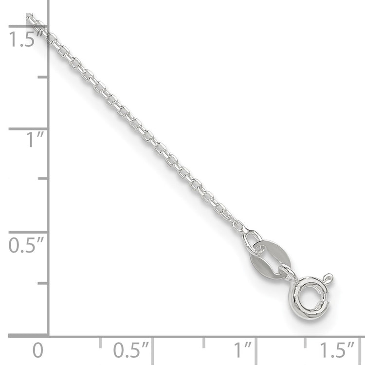 Sterling Silver 1mm Cable Chain 9 inch Plus 1 inch Extender - Total 10 inch Anklet