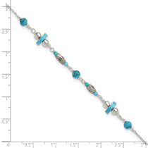 Sterling Silver Antiqued Turquoise Beaded Anklet
