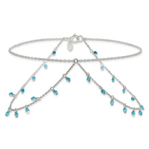 Sterling Silver Turquoise Beads Double Chain Anklet