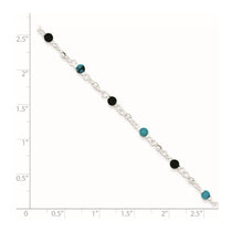 Sterling Silver Onyx/Turquoise Beads Anklet