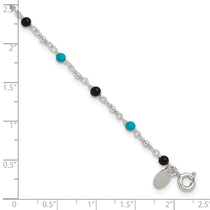 Sterling Silver Onyx/Turquoise Beads Anklet