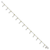 Sterling Silver Peridot Beads Anklet