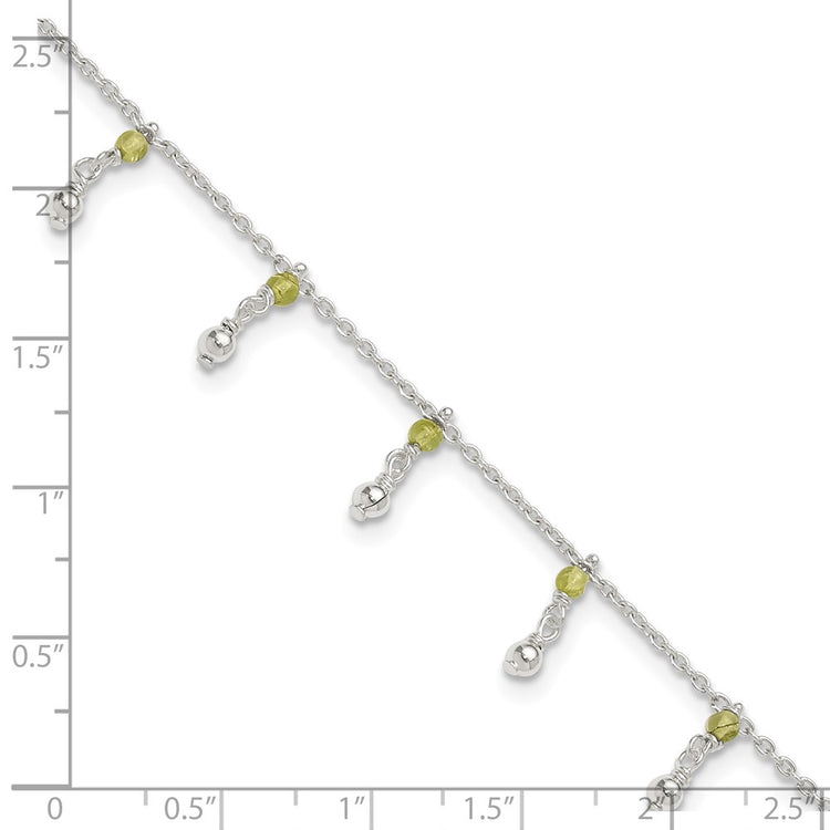 Sterling Silver Peridot Beads Anklet