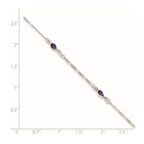 Sterling Silver Purple Glass Anklet
