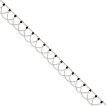 Sterling Silver Rhodolite Garnet Anklet