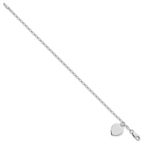Sterling Silver Heart Charm Bracelet 7.25" - view 2