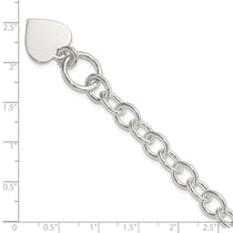 Sterling Silver Engraveable Heart Fancy Link Bracelet