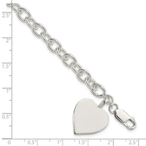 Sterling Silver Engraveable Heart Fancy Link Bracelet