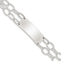 Sterling Silver Double Strand Oval Link ID Bracelet