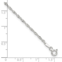 Sterling Silver 1.5mm Singapore Chain 9 inch Plus 1 inch Extender - Total 10 inch Anklet