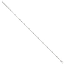 Sterling Silver 1mm Beaded Chain 9 inch Plus 1 inch Extender - Total 10 inch Anklet