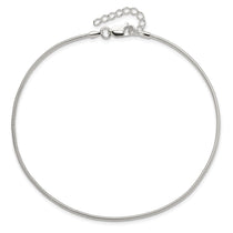 Sterling Silver 1.5mm Round Snake Chain 9 inch Plus 1 inch Extender - Total 10 inch Anklet