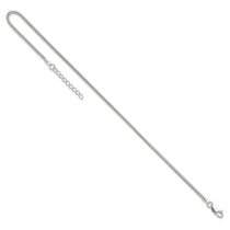Sterling Silver 1.5mm Round Snake Chain 9 inch Plus 1 inch Extender - Total 10 inch Anklet