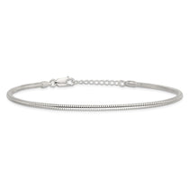 Sterling Silver 2.5mm Snake Chain 9 inch Plus 1 inch Extender - Total 10 inch Anklet