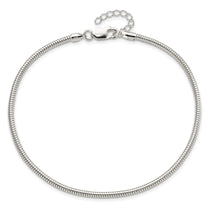 Sterling Silver 2.5mm Snake Chain 9 inch Plus 1 inch Extender - Total 10 inch Anklet