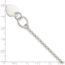 Sterling Silver Fancy Engraveable Heart Bracelet