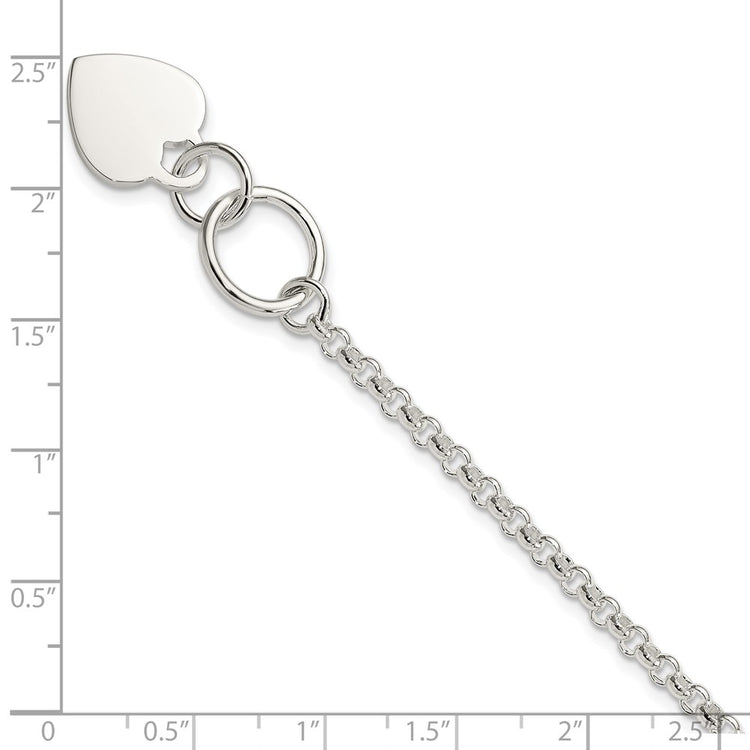 Sterling Silver Fancy Engraveable Heart Bracelet